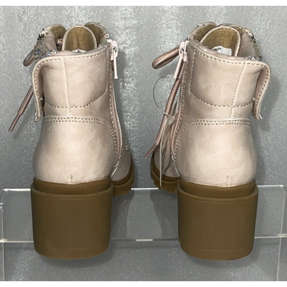 Therabouts Kinsley Pink Rhinestone Hiker Block Heel Boots Girls Size 11 NEW - Picture 9 of 16